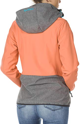 Roc Neige Chaqueta Softshell Mujer, combinada, Cremallera y Bolsillos Laterales, bies elástico y Capucha.Impermeable, Cortavientos, Alta Capacidad Termica. Mujer Gris Jaspeado+Coral XL