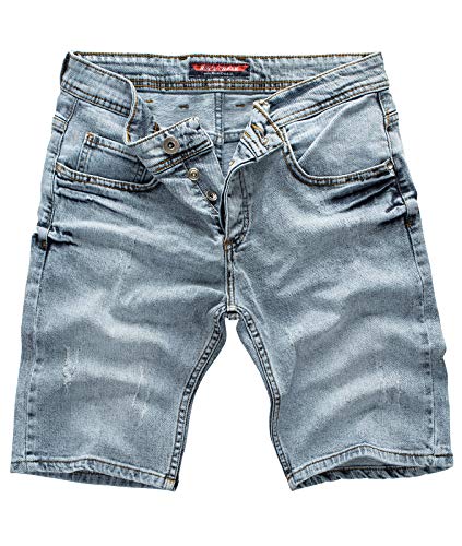 Rock Creek Pantalones vaqueros cortos para hombre, estilo vaquero, elástico, para verano, regular, Slim M23 Color azul. 29W