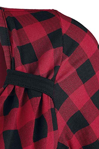 Rock Rebel by EMP Schwarz/rotes Kleid im 50ies Look mit kariertem Oberteil Mujer Vestidos de Longitud Media Negro/Rojo