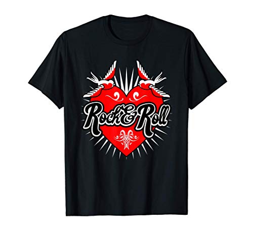 Rockabilly Hombre Mujer Rockera Ropa Rock and Roll Corazón Camiseta