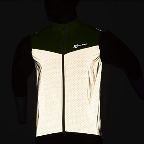 ROCKBROS Chaleco Reflectante para Ciclismo Transpirable Corto Resistente al Viento Cortavientos Alta Visivilidad para Running Deportes al Aire Libre para Hombre y Mujer