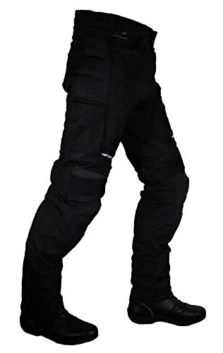 GELing Hombre Motocicleta Pantalones Moto Pantalón Mezclilla Jeans con Protección Aramida ，Negro,XL