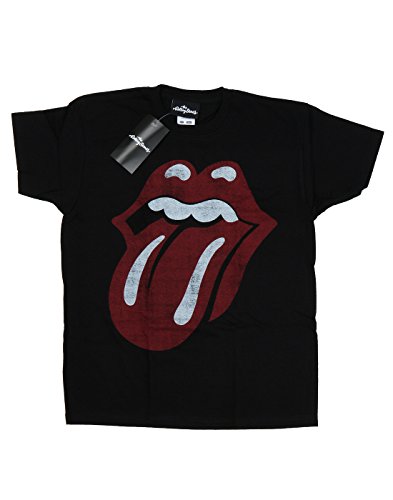 Rolling Stones hombre Distressed Tongue Camiseta Large Negro