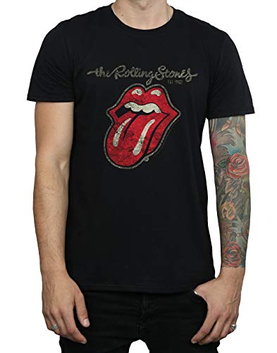 Rolling Stones hombre Plastered Tongue Camiseta XXX-Large Negro