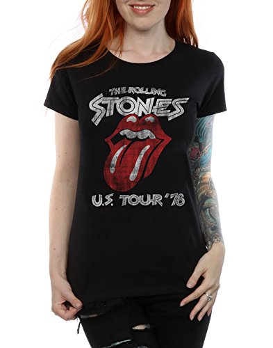 Rolling Stones mujer US 78 Tour Camiseta Large Negro