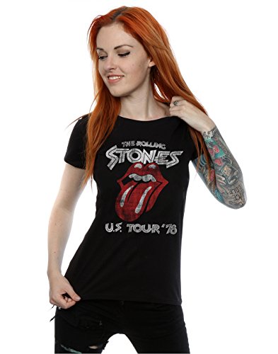 Rolling Stones mujer US 78 Tour Camiseta Large Negro