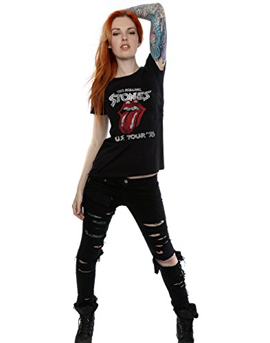 Rolling Stones mujer US 78 Tour Camiseta Large Negro