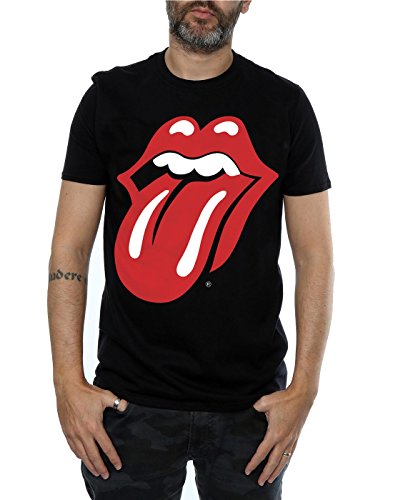 Rolling Stones The Classic Tongue Hombre Camiseta Negro S, 100% algodón, Regular