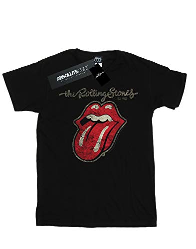 Rolling Stones The Plastered Tongue Camiseta, Negro (Black Black), Large para Hombre