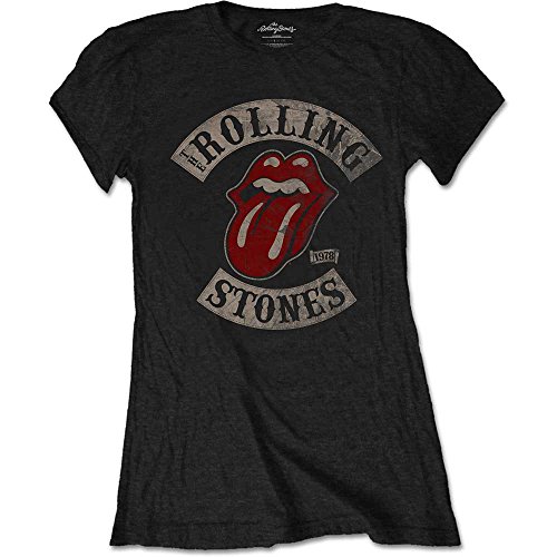 Rolling Stones The Tour 1978 Camiseta, Negro (Black Black), 40 ES para Mujer