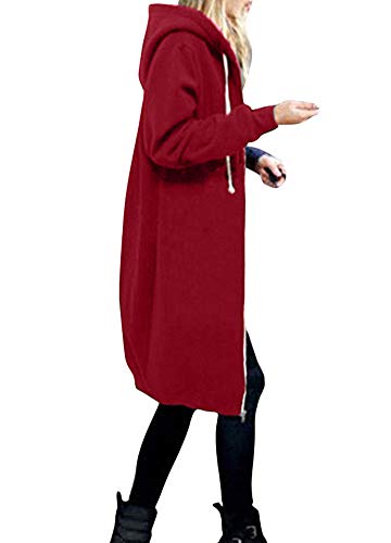 Romacci - Sudadera con capucha y cremallera tipo túnica con bolsillos, estilo informal, para mujer, color negro, gris y verde militar, tallas S-5XL