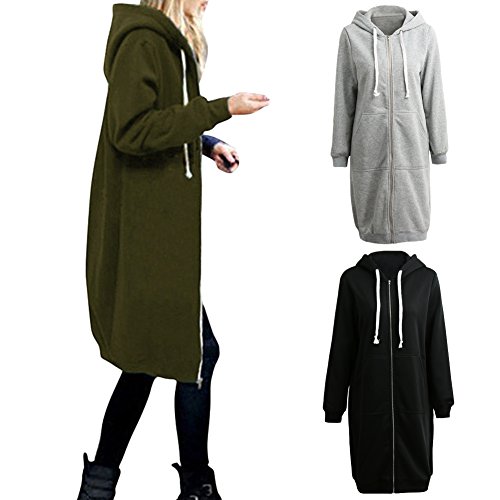 Romacci Sudadera para Mujer Sudadera Larga Mujer Cremallera Sudadera con Capucha Larga 2017