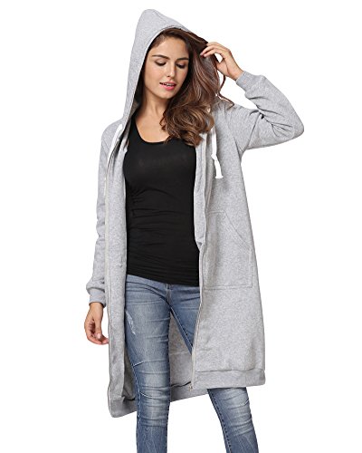 Romacci Sudadera para Mujer Sudadera Larga Mujer Cremallera Sudadera con Capucha Larga 2017