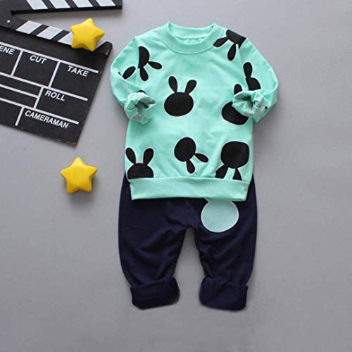 Ropa Bebe Niño Invierno Otoño Conjunto de Ropa 1-4 Años Ropa Niño y Niña Conejo Impresión Camisa de Manga Larga + Pantalones Traje de Bautizo Fiesta Boda Ceremonia (6-12 Meses)