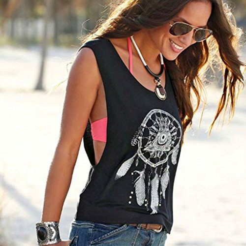 Ropa Camiseta sin Mangas Tank Tops para Mujeres, Verano Sexy Deporte Casual Lace Chaleco Blusa Tops Blusas Crop Tops Vest T Shirt Fiesta en la Playa para Mujeres Chica Joven (S)