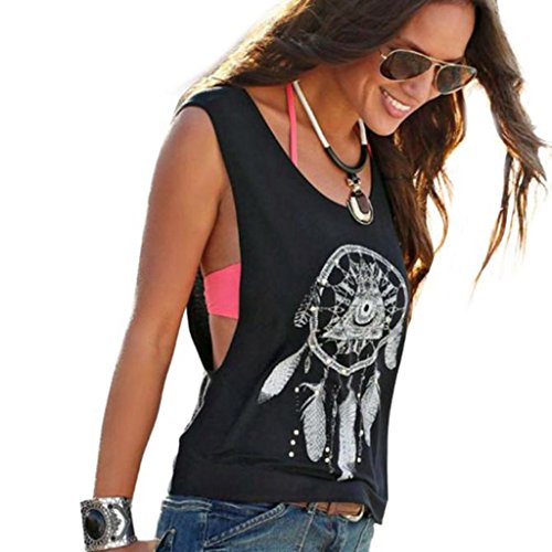Ropa Camiseta sin Mangas Tank Tops para Mujeres, Verano Sexy Deporte Casual Lace Chaleco Blusa Tops Blusas Crop Tops Vest T Shirt Fiesta en la Playa para Mujeres Chica Joven (S)