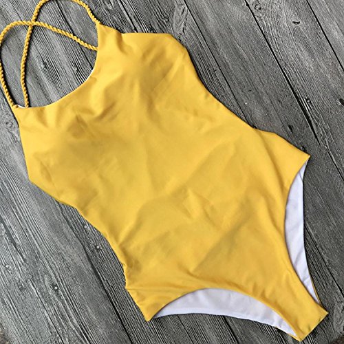 Ropa De Baño Bañador de una Pieza Bikini Mujer 2018 Bikini Push Up Mujer Sin Respaldo Playa Bikinis Brasileños Mujer Con Relleno Bikinis Mujer Traje De Baño Mujer Color sólido (D, L)