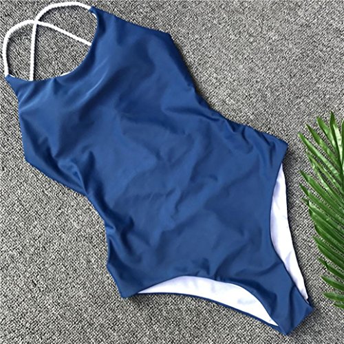 Ropa De Baño Bañador de una Pieza Bikini Mujer 2018 Bikini Push Up Mujer Sin Respaldo Playa Bikinis Brasileños Mujer Con Relleno Bikinis Mujer Traje De Baño Mujer Color sólido (D, L)