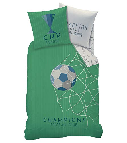 Ropa de cama infantil Football Ball · Juego de cama reversible · Funda de almohada 80 x 80 cm + Funda nórdica 135 x 200 cm – 100% algodón – Ropa de cama juvenil
