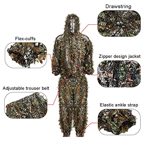 Ropa De Camuflaje De Caza, Ghillie Suit Camuflaje, Ropa Caza Hombre Camuflaje, Traje Camuflaje Francotirador Airsoft Sniper Fotografia Naturaleza Chaqueta Y Pantalones (niño, Talla única)