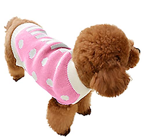 Ropa de Perro Jerseys de Punto de Lana Suéter Cálido Alto Cuello Mascotas (Rosa, S)