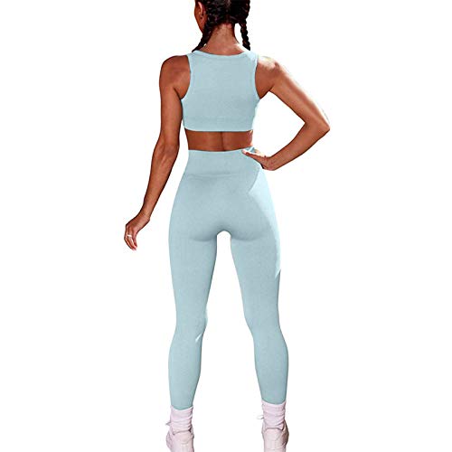 Ropa Deportiva Traje de Dos Piezas de Fitness para Mujer Chaleco Tops y Pantalones Largo/Corto de Cintura Alta Ropa de Yoga Verano Conjunto Deporte Yoga Chándales