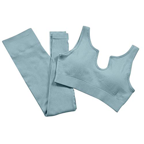 Ropa Deportiva Traje de Dos Piezas de Fitness para Mujer Chaleco Tops y Pantalones Largo/Corto de Cintura Alta Ropa de Yoga Verano Conjunto Deporte Yoga Chándales