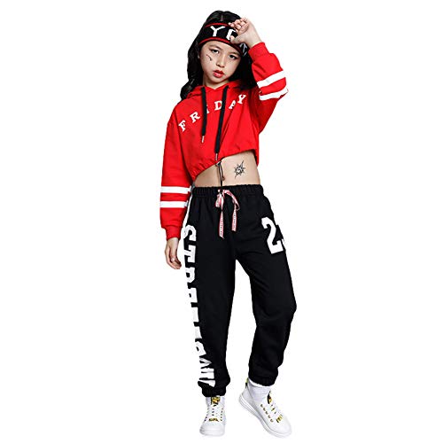 Ropa Hip Hop Chicas, Conjunto de Pantalones Joggers Niña,Traje de Baile Callejero
