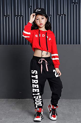 Ropa Hip Hop Chicas, Conjunto de Pantalones Joggers Niña,Traje de Baile Callejero