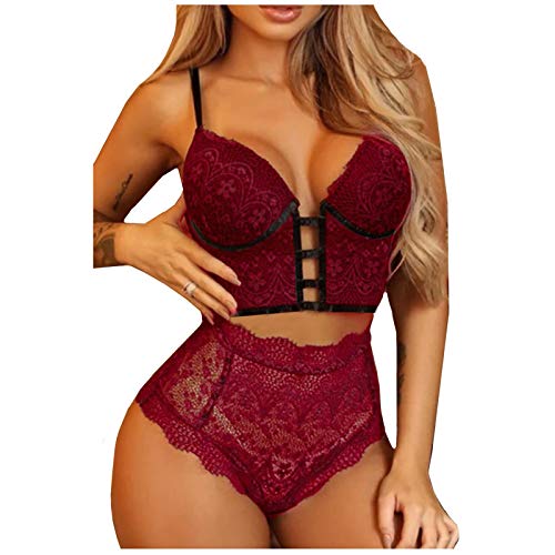 Ropa Interior De Encaje para Mujer Sujetador Ropa Interior Conjunto De Bragas Ropa Interior Sujetador + Conjunto De Bragas Ropa Interior Babydoll Pijama De Dos Piezas para El Hogar