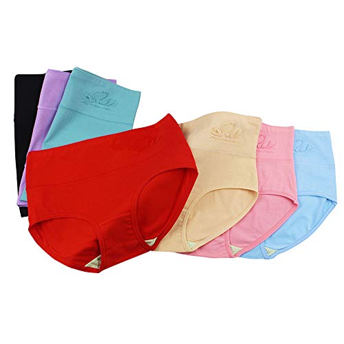 Ropa Interior de Mujer Bragas de Mujer Cintura Media Hipster Algodón Suave Sin Costura Calzoncillos completos Color sólido Estilo básico Calzoncillos Transpirables 7pack