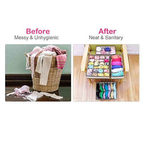 Ropa interior organizador, LEADSTAR plegable armario ropa interior organizador cajón Divisor 4 Set, de Armario para almacenar Calcetines, Bufandas, Sujetador, Corbata，Color Beige