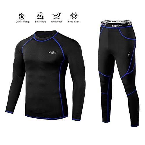 Ropa Interior Térmica Hombre, Camiseta Térmica Hombre Deportes Ropa Interior Funcional Conjuntos Térmicos Termo Invierno Otoño con muy elástica para Running Esquí Montaña Ciclismo Fitness Negro M