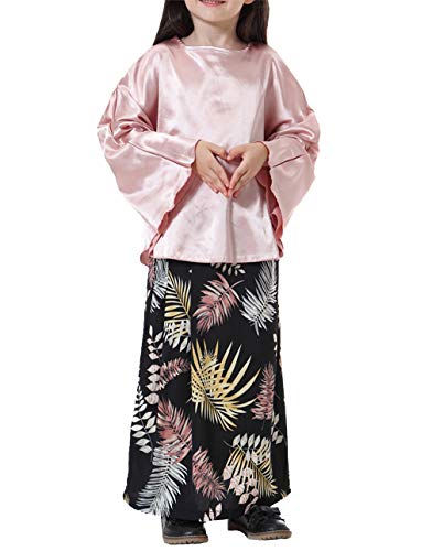 Ropa Islámica Moderna Vestido Musulmán - Chica Abaya Bat Manga Top Dubai Malasia(Rosado/100cm)