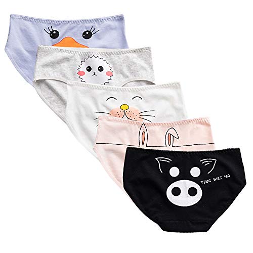 RosaObsta Niños Paquete 5 Ropa Interior Algodón Bragas Cintura Media Calzoncillos Chicas Grandes Braguitas Hipster Linda Patrón Impreso