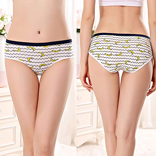 RosaObsta Ropa Interior Algodón Suave Confort para Niñas Bragas de Estiramiento Calzoncillos Braguitas Hipster Bikini Plátano Patrón 14-16 años