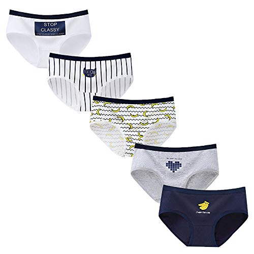 RosaObsta Ropa Interior Algodón Suave Confort para Niñas Bragas de Estiramiento Calzoncillos Braguitas Hipster Bikini Plátano Patrón 14-16 años
