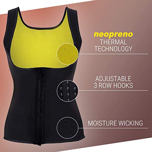Roseate Faja Reductora Mujer Camisetas Sauna Chaleco Neopreno de Sudoración para Deporte Forma de Cuerpo y Sudor Caliente Cierre de Gancho M