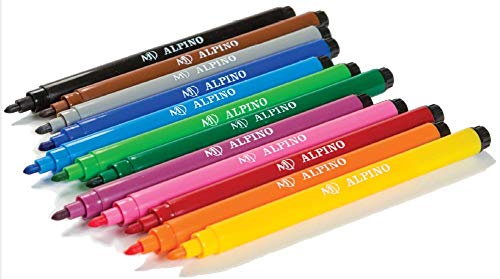 Rotuladores Alpino Coloring para niños - Estuche de 12 Colores con Punta Fina 3mm - Tinta Lavable - Perfecto para Manualidades, Pintar Mandalas o Material Escolar