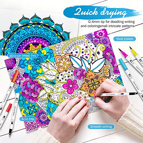 Rotuladores Lettering, 36 Colores Rotuladores Punta Pincel Rotulador Doble Punta, Dual Tip Brush Pen para Caligrafía, Lettering, Bocetos, Dibujo