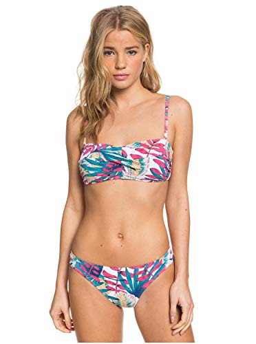 Roxy Into The Sun - Conjunto De Bikini Bandeau para Mujer Conjunto De Bikini Bandeau, Mujer, Bright White Tropic Call S, XL