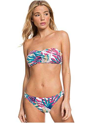 Roxy Into The Sun - Conjunto De Bikini Bandeau para Mujer Conjunto De Bikini Bandeau, Mujer, Bright White Tropic Call S, XL