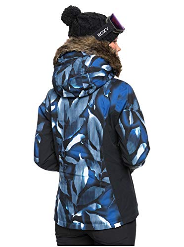 Roxy Jet Ski Premium-Chaqueta para Nieve para Mujer, Mazarine Blue Striped Leaves, S
