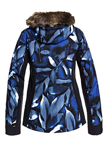 Roxy Jet Ski Premium-Chaqueta para Nieve para Mujer, Mazarine Blue Striped Leaves, S