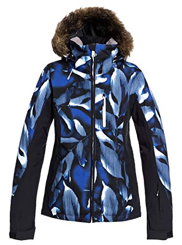 Roxy Jet Ski Premium-Chaqueta para Nieve para Mujer, Mazarine Blue Striped Leaves, S