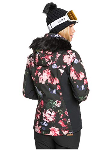 Roxy Jet Ski Premium-Chaqueta para Nieve para Mujer, True Black Blooming Party, M