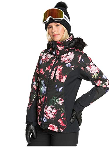 Roxy Jet Ski Premium-Chaqueta para Nieve para Mujer, True Black Blooming Party, M