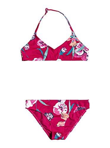 Roxy Little Wanderer - Conjunto De Bikini Bralette para Chicas 8-16 Conjunto De Bikini Bralette, Niñas, Bright White Honolulu Big S, 8