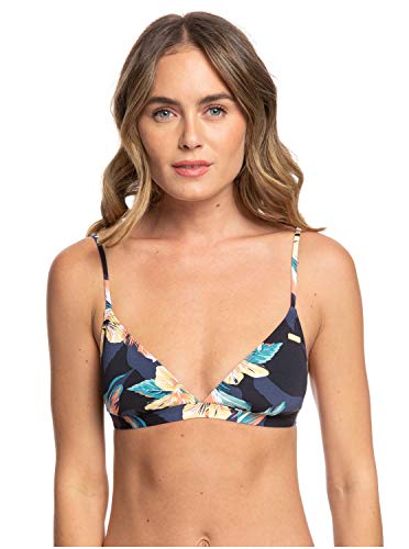 Roxy Printed Beach Classics - Top De Bikini Triangular Fijo para Mujer Conjunto De Bikini Tiki Tri, Mujer, Anthracite tropicoco s, L
