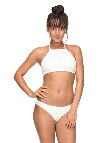 Roxy Surf Memory Conjunto de Bikini Crop Top, Mujer, Blanco (Marshmallow/Solid), L